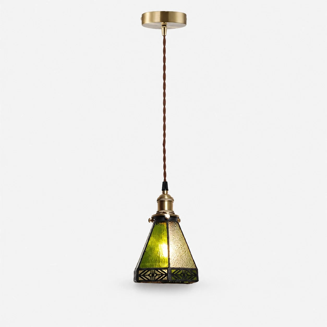 green amber stained glass pendant light product image
