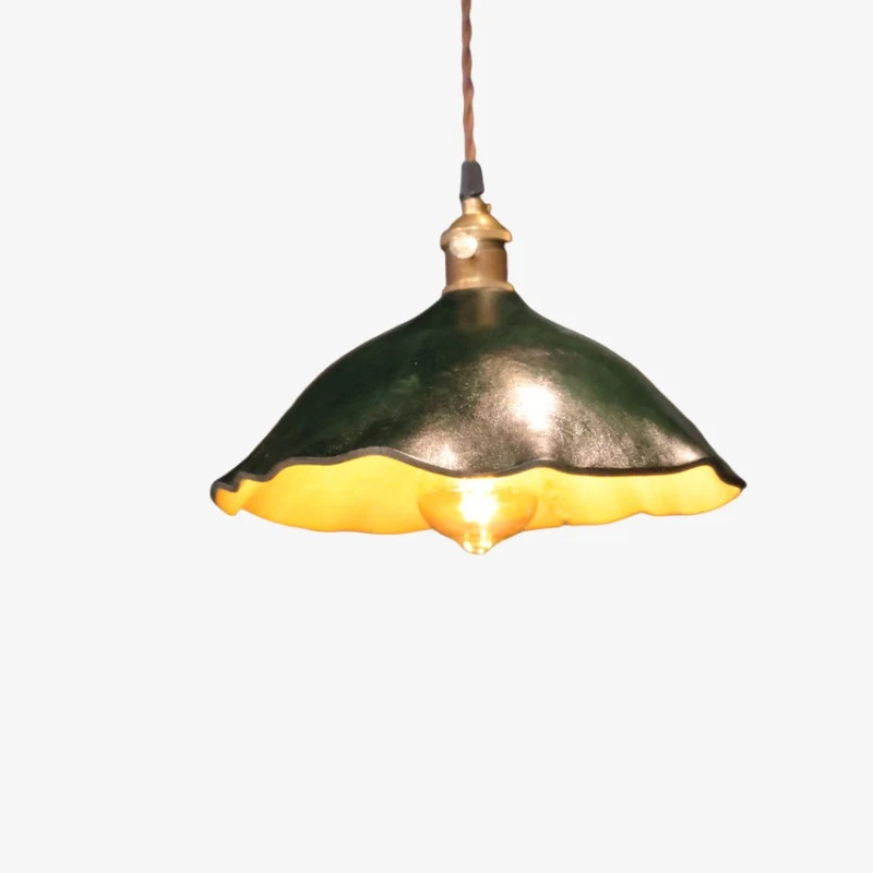 Green leather pendant lamp product view