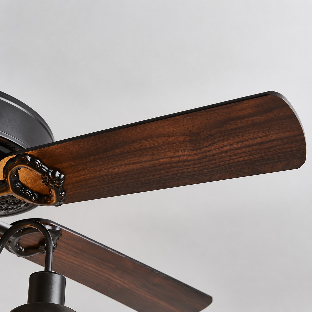 Konoha and Banana Leaf Wooden Ceiling Fan Light
