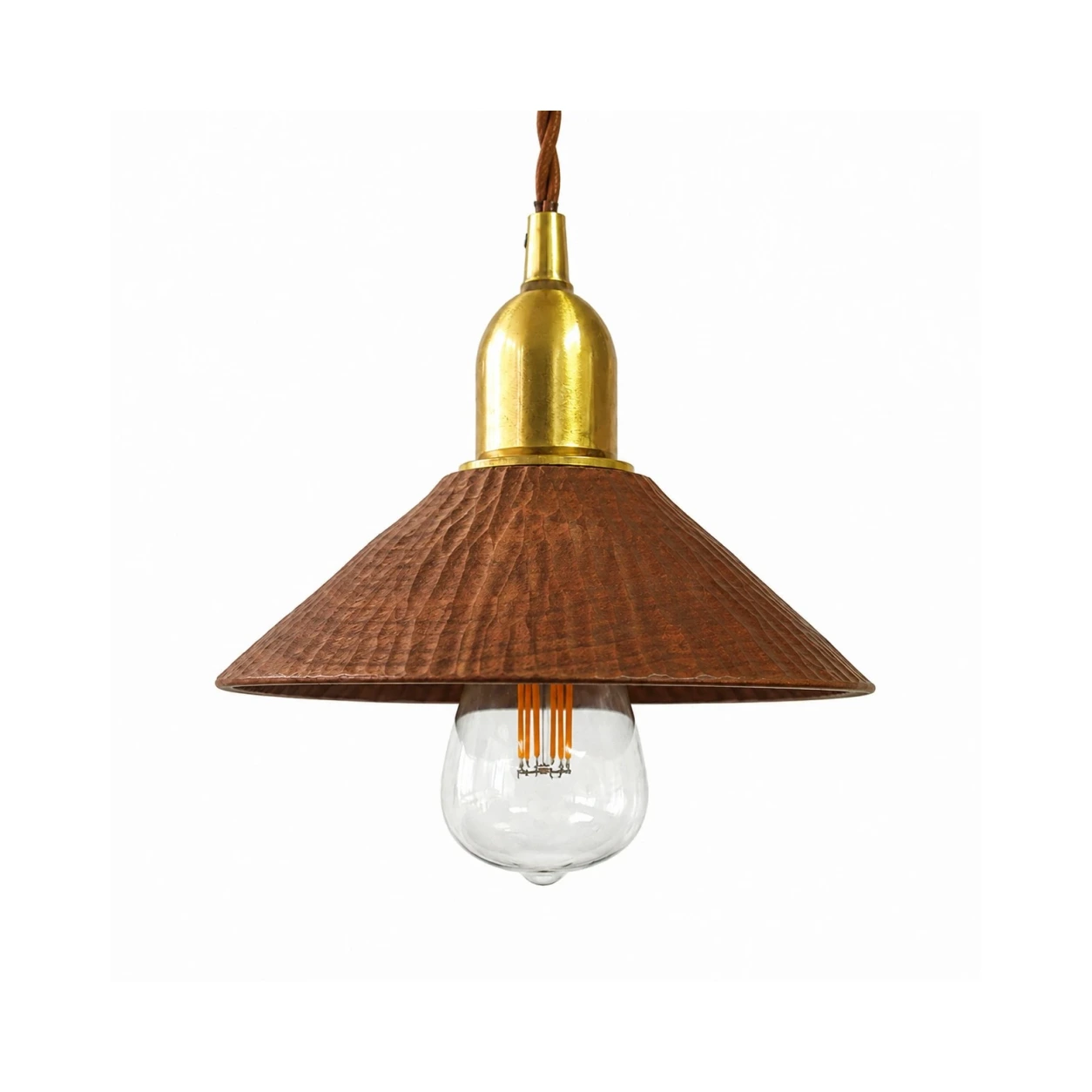 Cherry wood hand-carved solid wood pendant light with brass E27 holder
